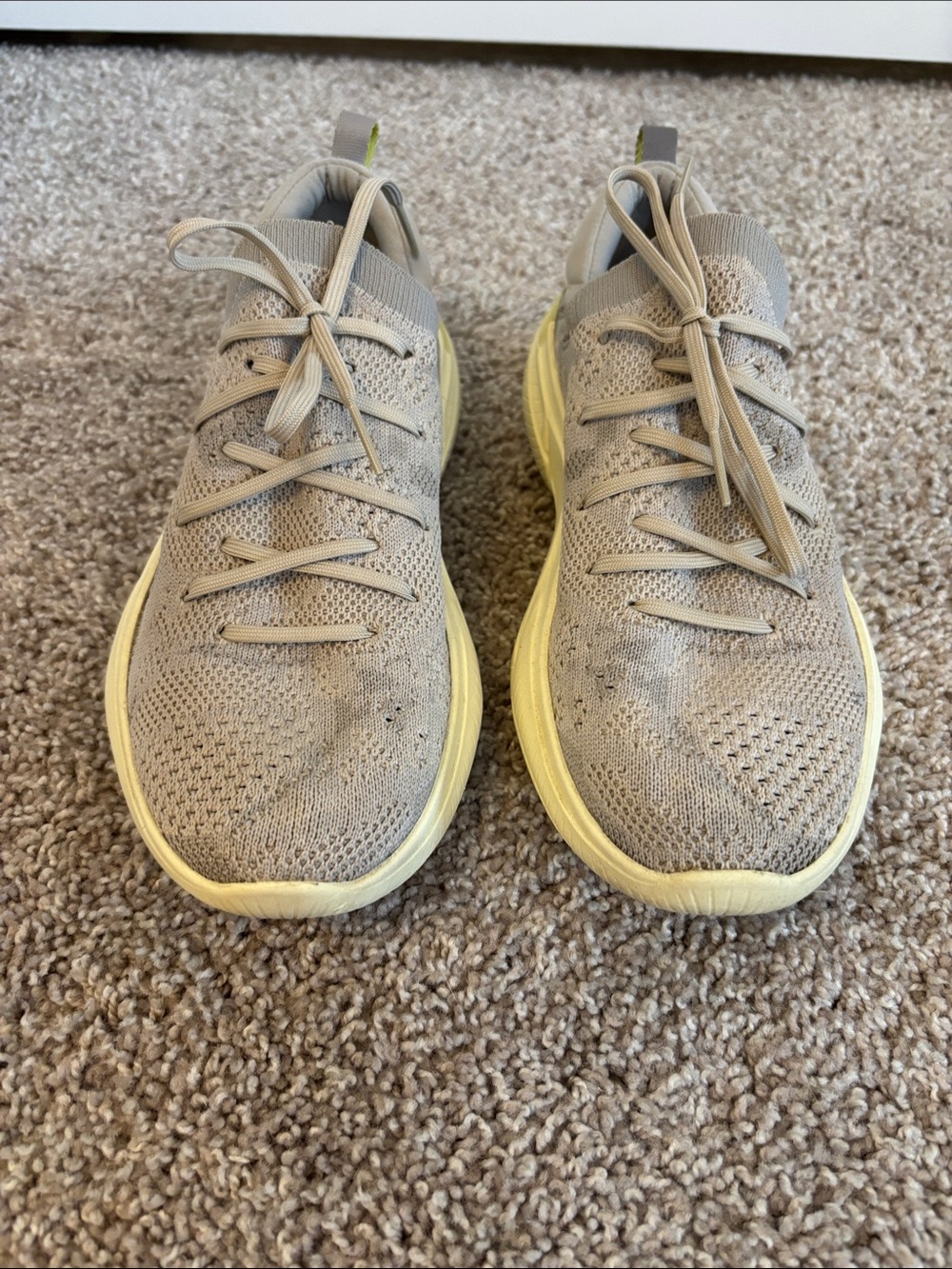 Sorel Women's Knit Athletic Shoes in Beige with Pale Yellow Sole